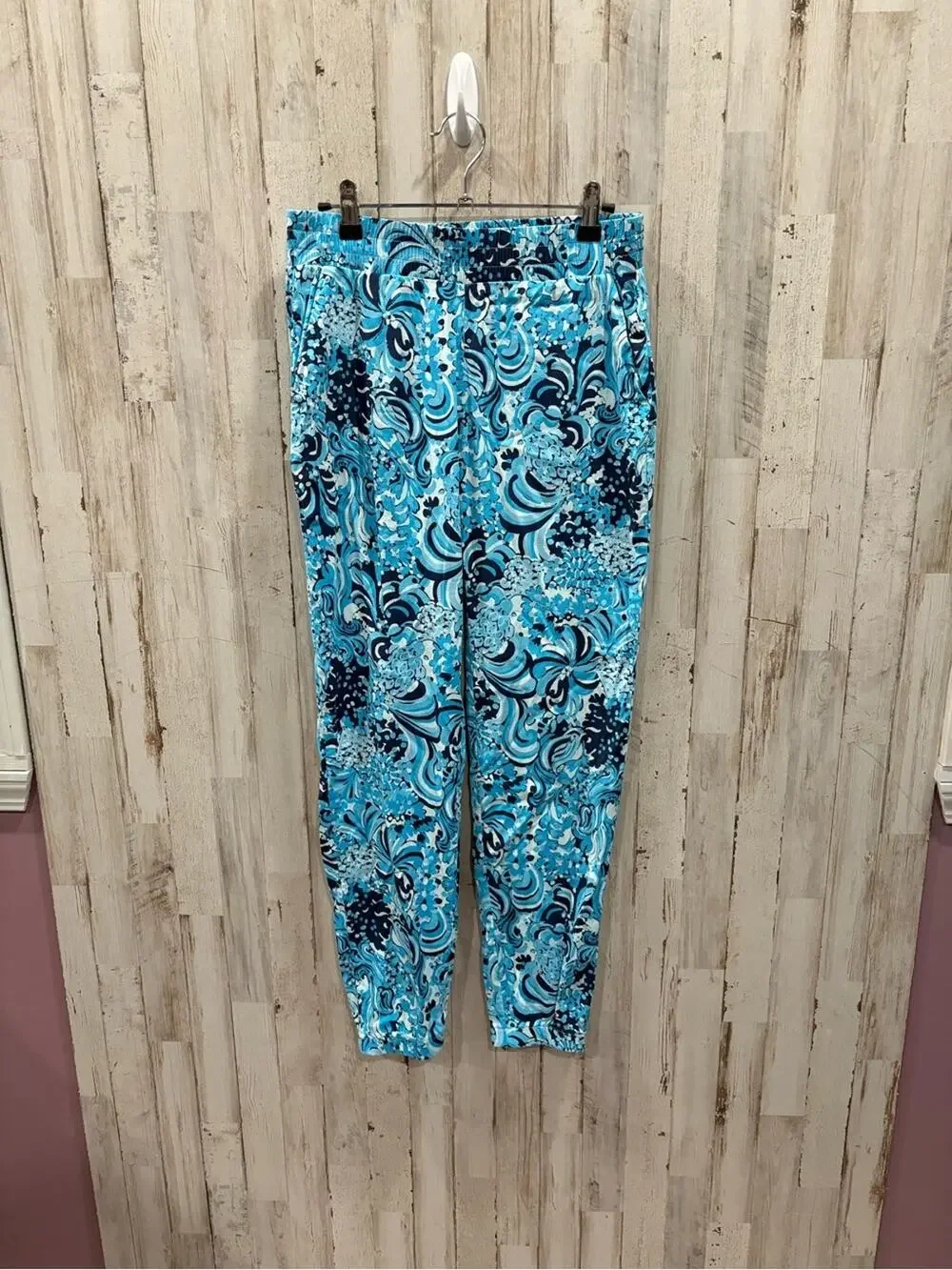Lilly Pulitzer Rici Stretch Pants Mermazing Blue XS Ankle Resort Preppy Cruise